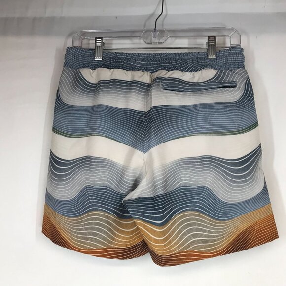 LEISURE LAB - MEN'S 1- BLUE & WHITE LINED SWIM TRUNKS - Picture 5 of 8